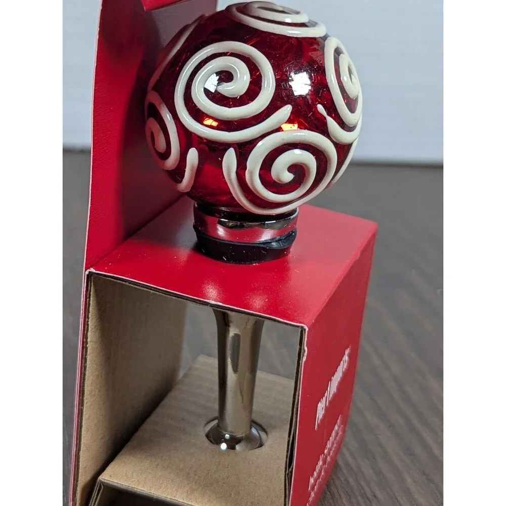 PIER 1 IMPORTS Christmas Ornament Bottle Stopper Res White Glass Silver Holiday